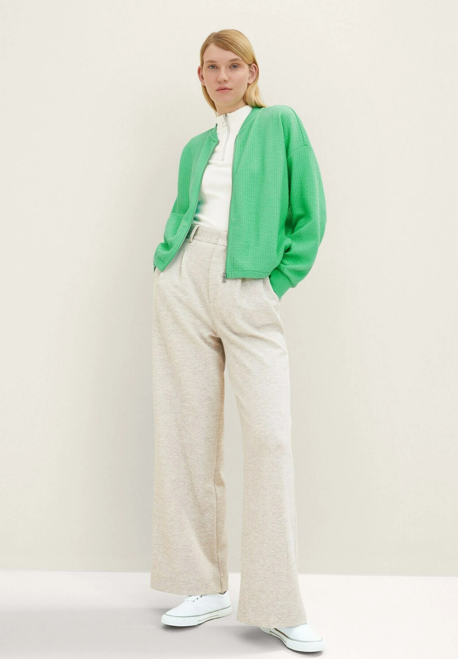 TOM TAILOR Denim Mit Struktur - Sweater Met Rits - Strong Green 2 TOM TAILOR Denim Mit Struktur - Sweater Met Rits - Strong Green - Afbeelding 2