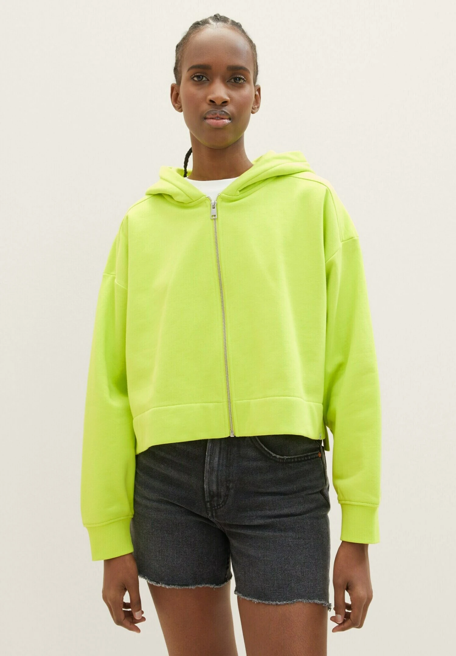 TOM TAILOR Denim Cropped - Sweater Met Rits - Neon Lime 1 TOM TAILOR Denim Cropped - Sweater Met Rits - Neon Lime
