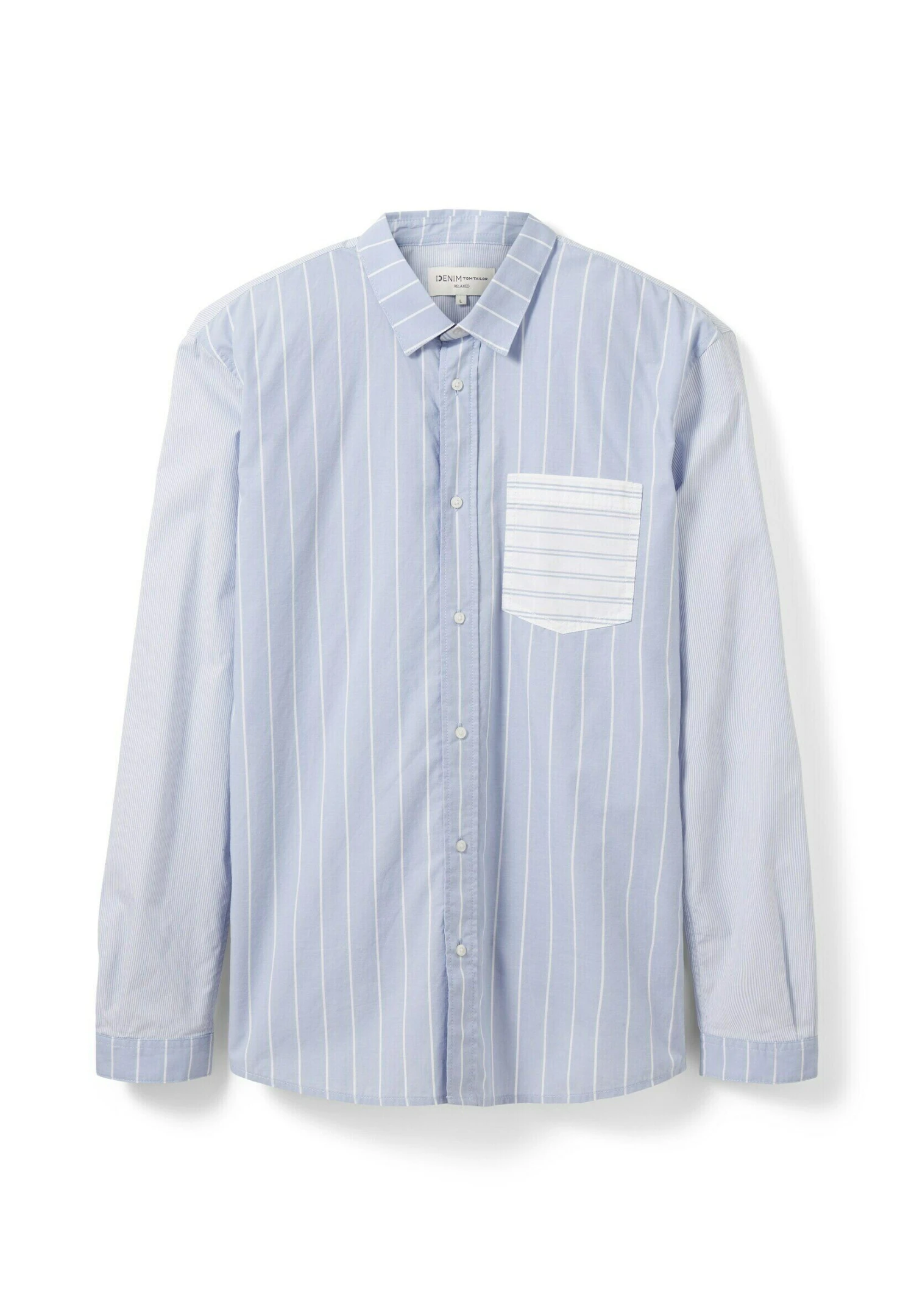 TOM TAILOR Denim Relaxed Patchwork - Overhemd - Blue Stripe Mix Design 7 TOM TAILOR Denim Relaxed Patchwork - Overhemd - Blue Stripe Mix Design - Afbeelding 7