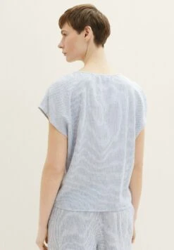TOM TAILOR Denim Mit Knotendetail - Blouse - White Blue Vertical Stripe -Tom Tailor 6e15383e06144386b53bd57eac5ddff3