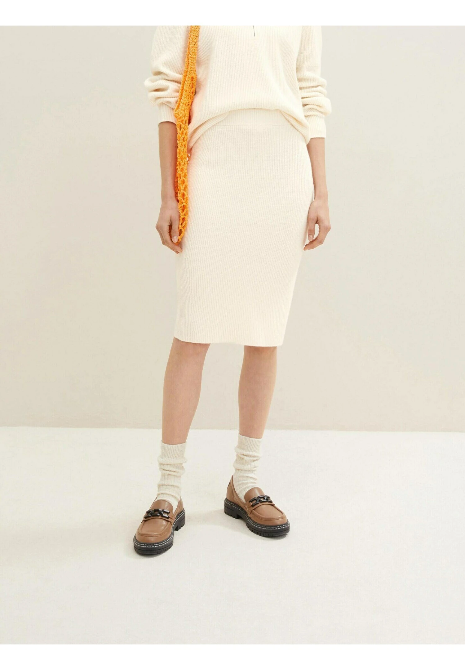 Tom Tailor Mit Rippstruktur - Kokerrok - Soft Buttercream 1 Tom Tailor Mit Rippstruktur - Kokerrok - Soft Buttercream