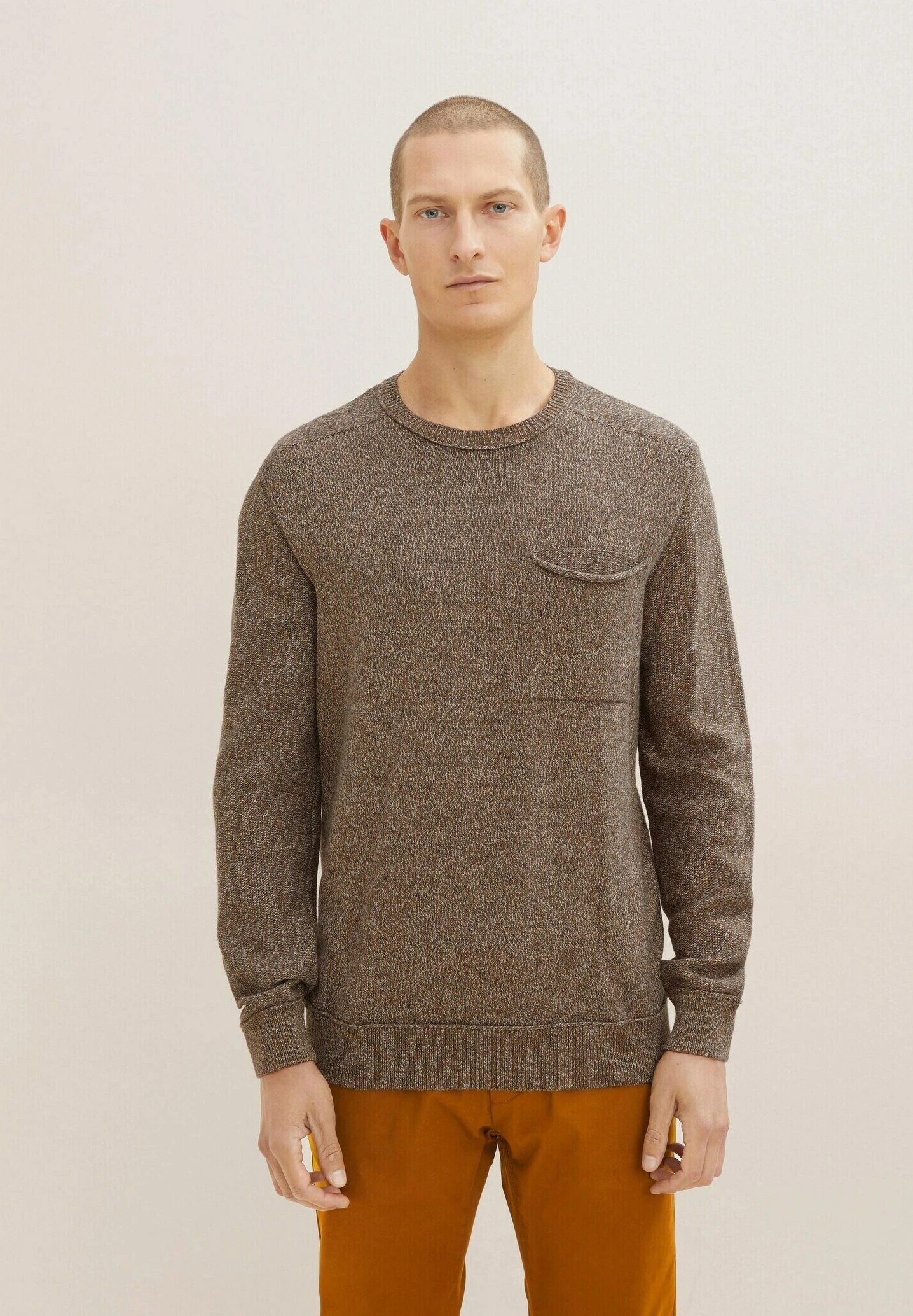 Tom Tailor Trui - Brown Melange Structure 1 Tom Tailor Trui - Brown Melange Structure