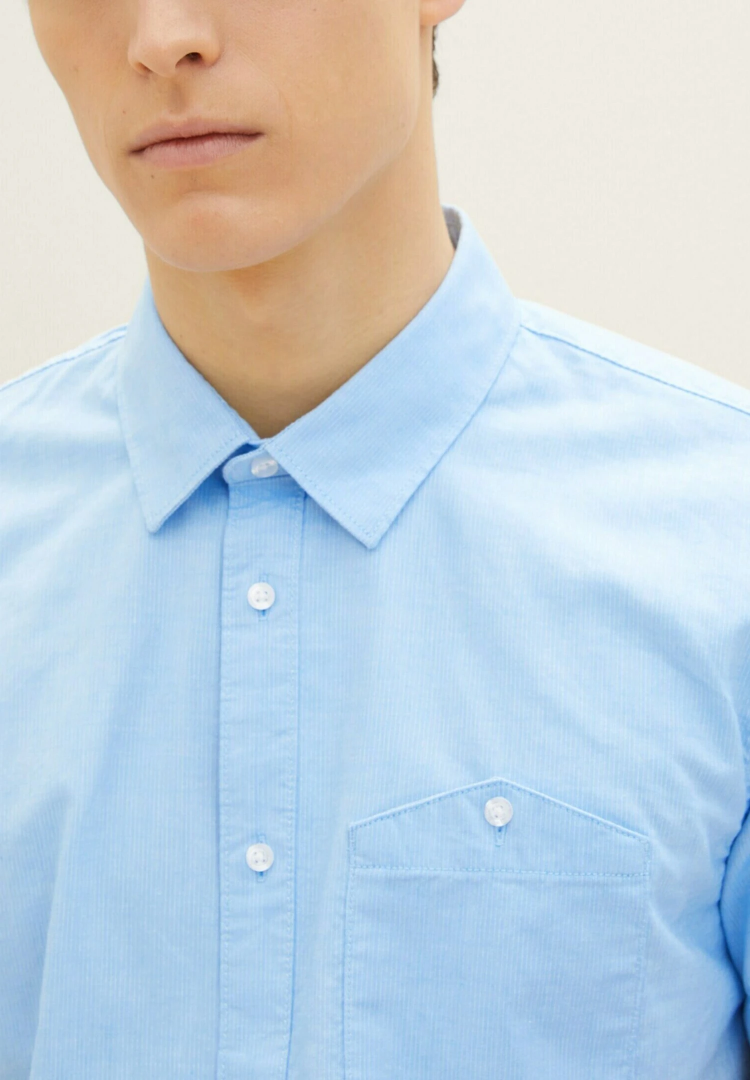 TOM TAILOR Denim Kurzarm Mit Brusttasche - Overhemd - Blue White Structure 4 TOM TAILOR Denim Kurzarm Mit Brusttasche - Overhemd - Blue White Structure - Afbeelding 4