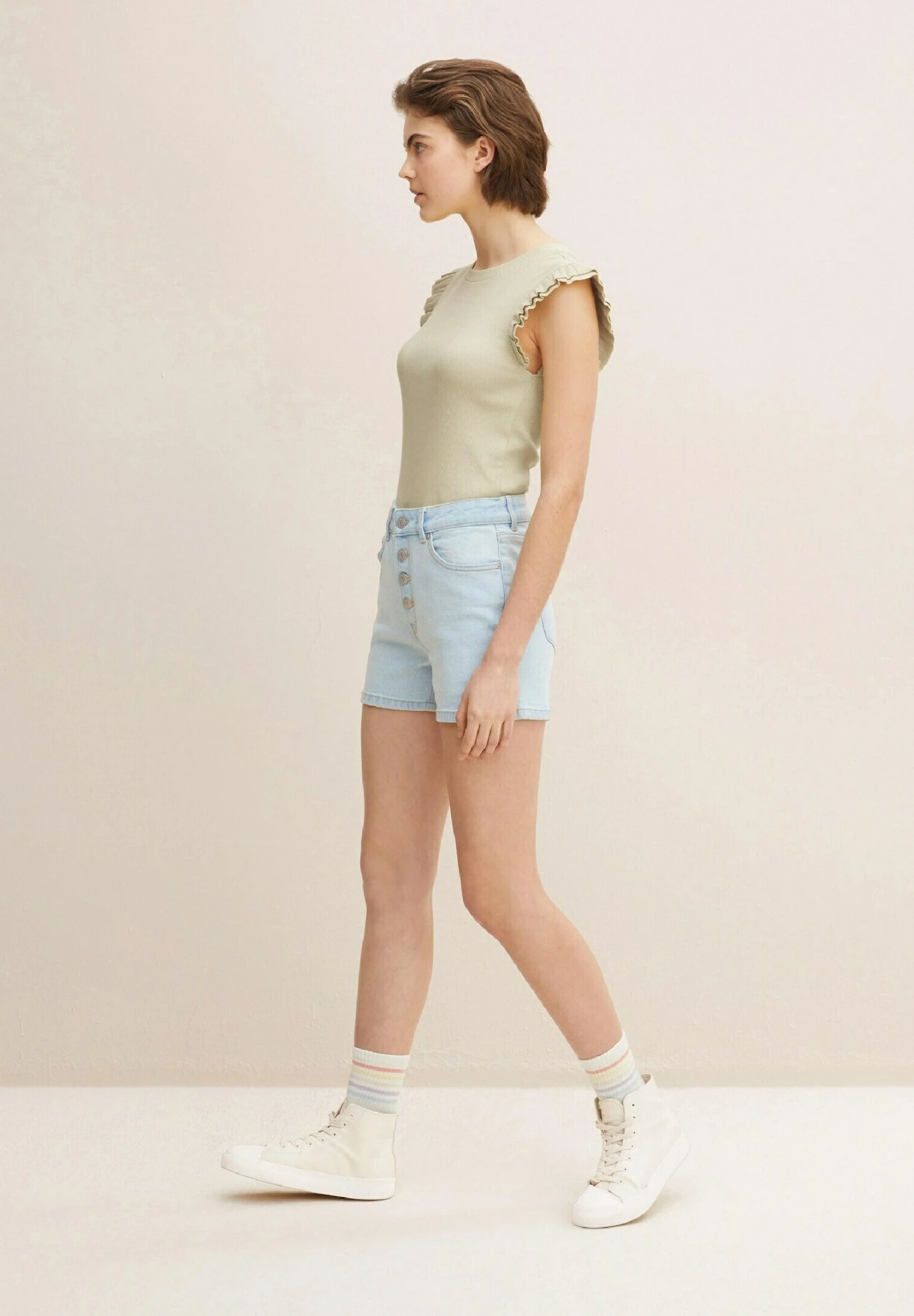 TOM TAILOR Denim Jeansshort - Used Light Stone Blue Denim 4 TOM TAILOR Denim Jeansshort - Used Light Stone Blue Denim - Afbeelding 4