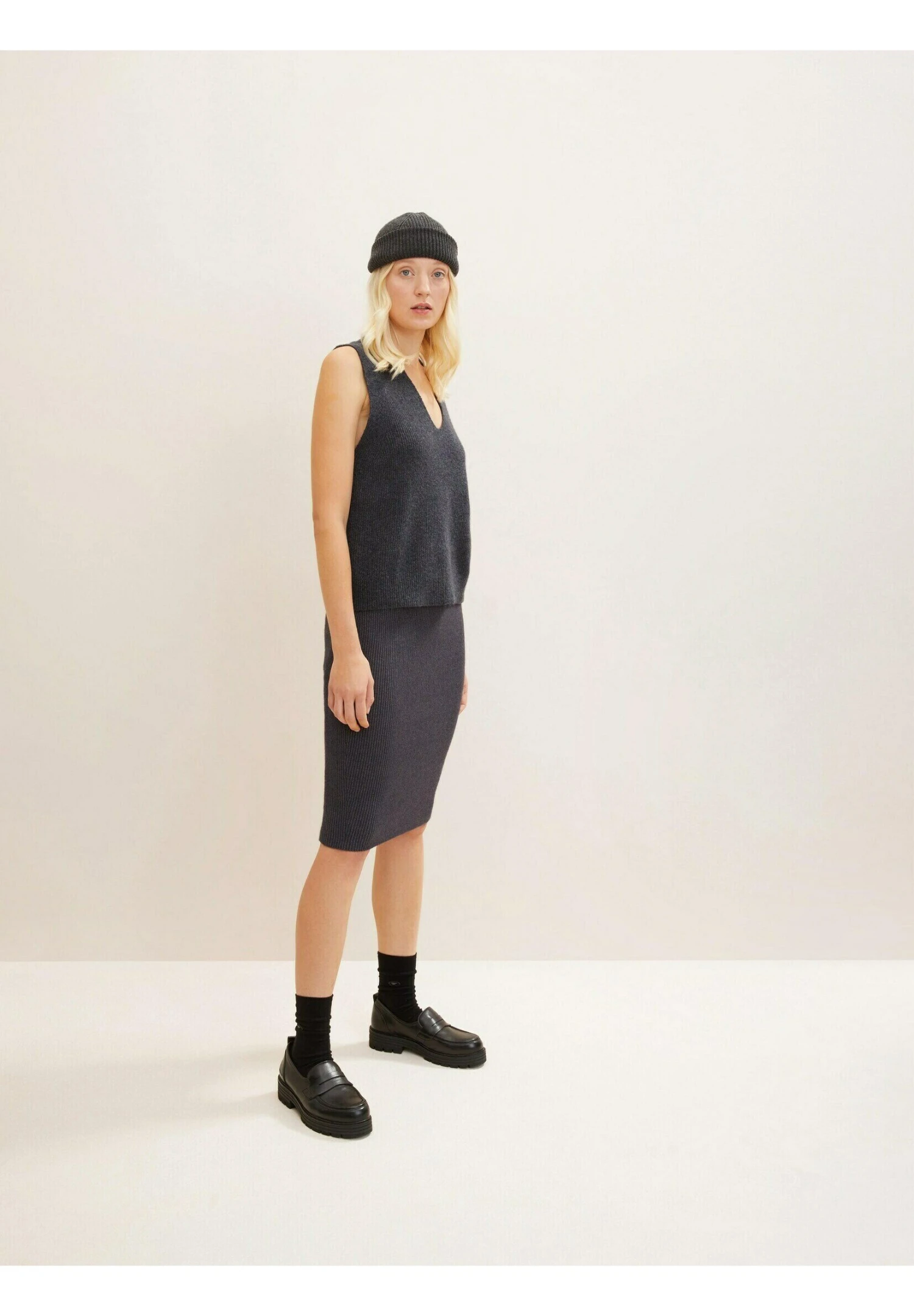 Tom Tailor Mit Rippstruktur - Kokerrok - Evident Anthracite Melange 5 Tom Tailor Mit Rippstruktur - Kokerrok - Evident Anthracite Melange - Afbeelding 5