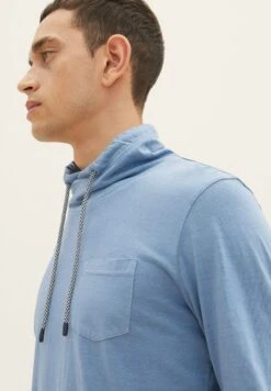 Tom Tailor Langarm Mit Stehkragen - Longsleeve - Greyish Mid Blue -Tom Tailor 723ba6cfb1c44b0fb7f713107e7bd1ee