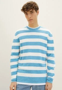 TOM TAILOR Denim Trui - Blue White Block Stripe