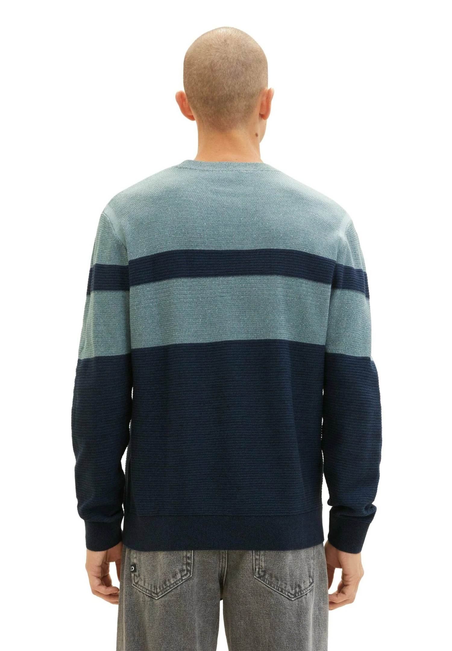 Tom Tailor Trui - Teal Navy Multi Structure 3 Tom Tailor Trui - Teal Navy Multi Structure - Afbeelding 3