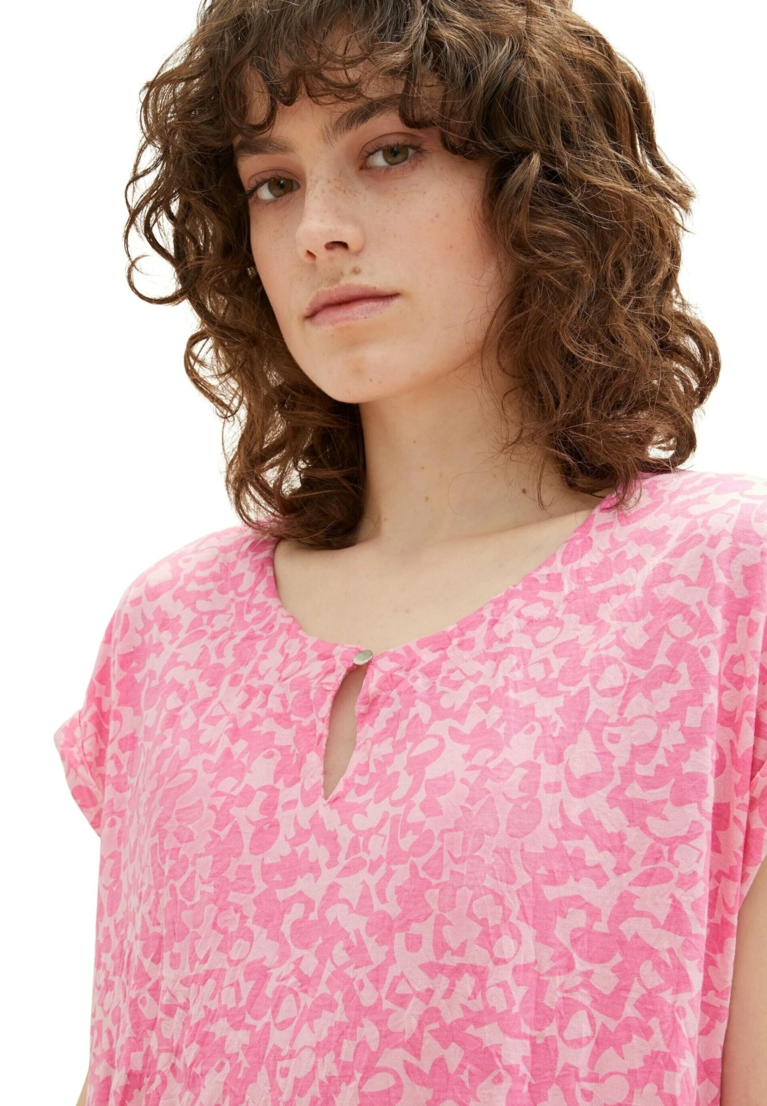 Tom Tailor Mit Raffung - Blouse - Pink Geo Design 5 Tom Tailor Mit Raffung - Blouse - Pink Geo Design - Afbeelding 5