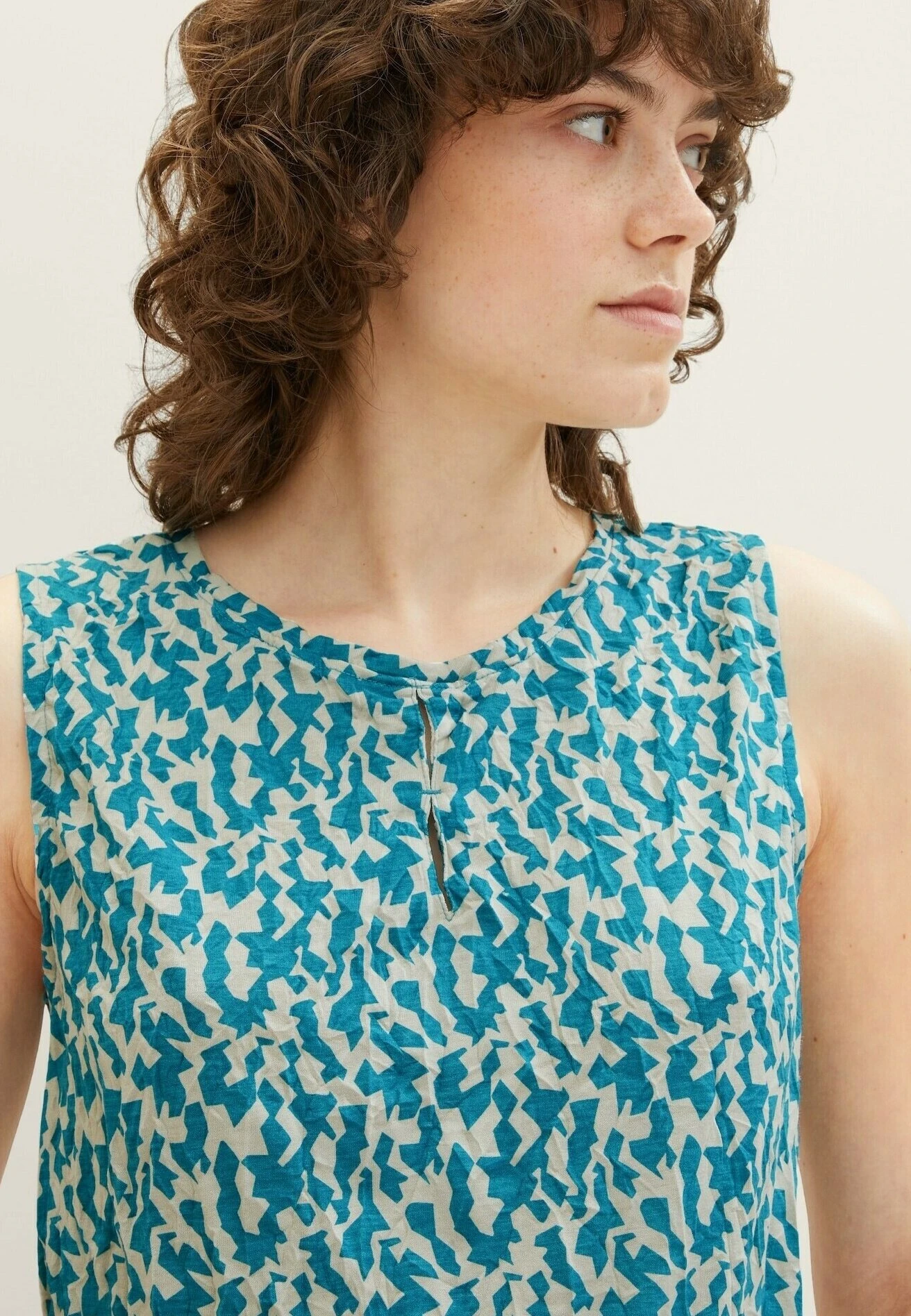 Tom Tailor In Knitteroptik - Blouse - Petrol Small Abstract Design 4 Tom Tailor In Knitteroptik - Blouse - Petrol Small Abstract Design - Afbeelding 4