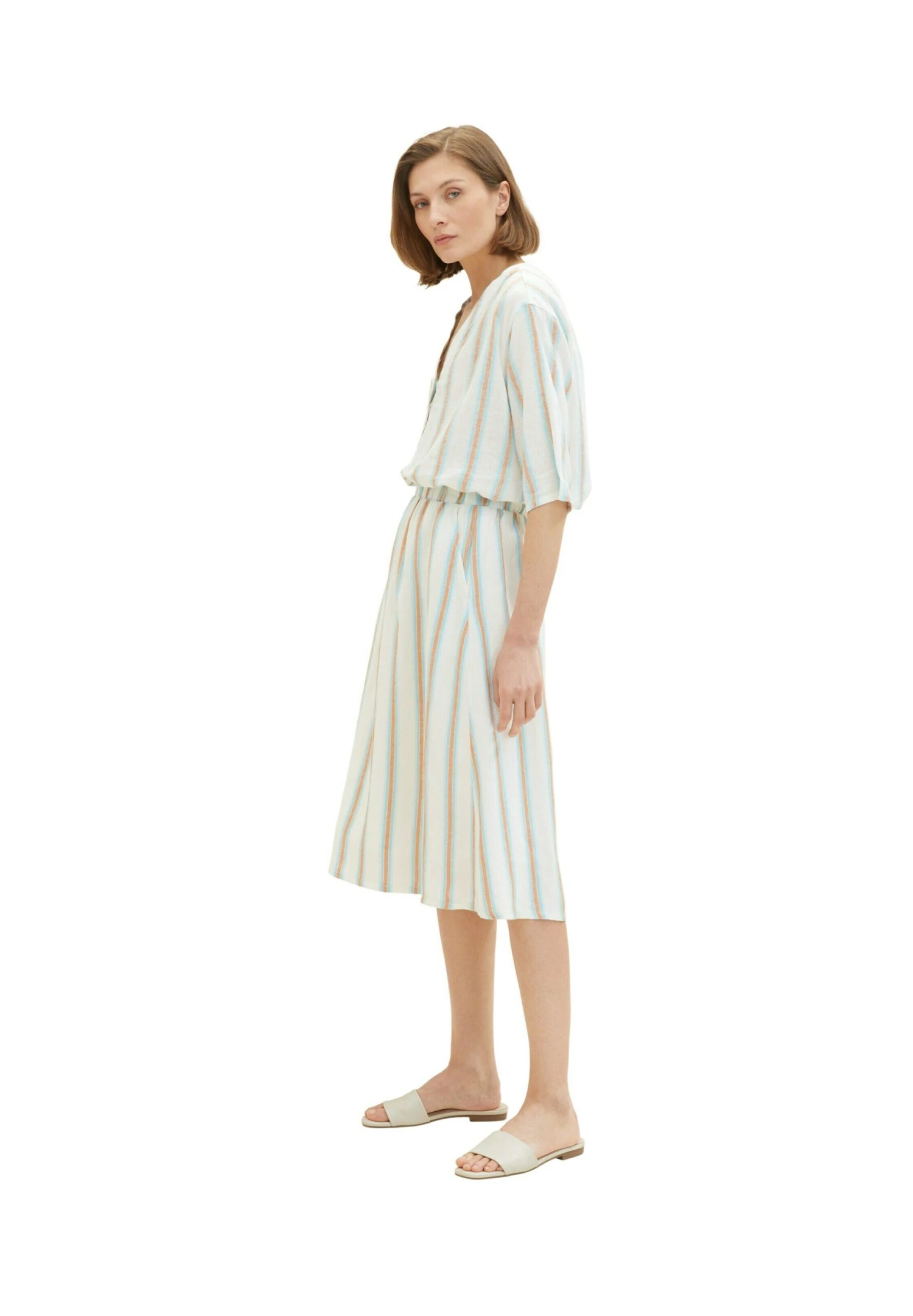 Tom Tailor Midi Mit- A-Lijn Rok - Offwhite/Brown Vertical Stripe 5 Tom Tailor Midi Mit- A-Lijn Rok - Offwhite/Brown Vertical Stripe - Afbeelding 5
