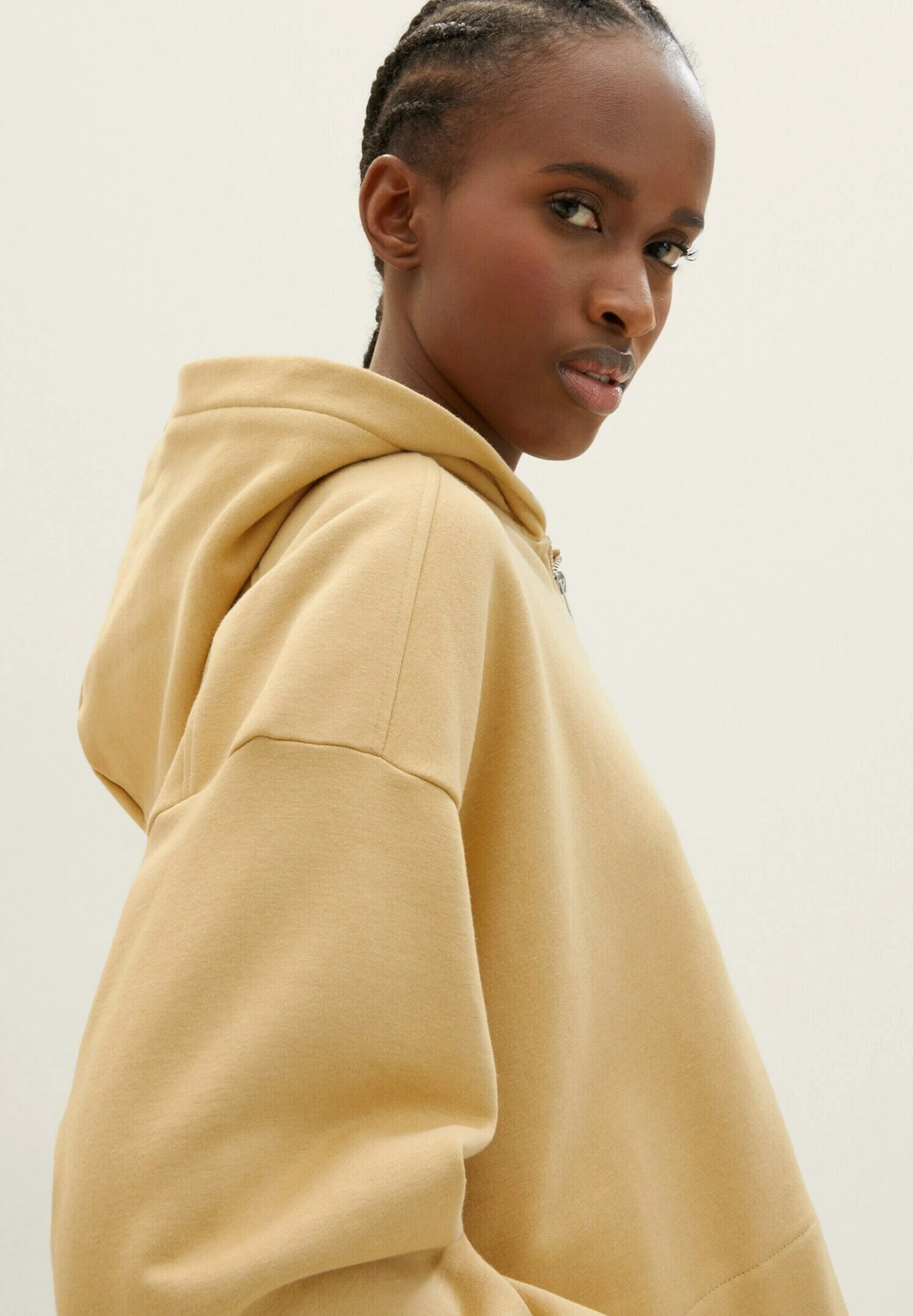 TOM TAILOR Denim Cropped - Sweater Met Rits - Brown Rice 4 TOM TAILOR Denim Cropped - Sweater Met Rits - Brown Rice - Afbeelding 4