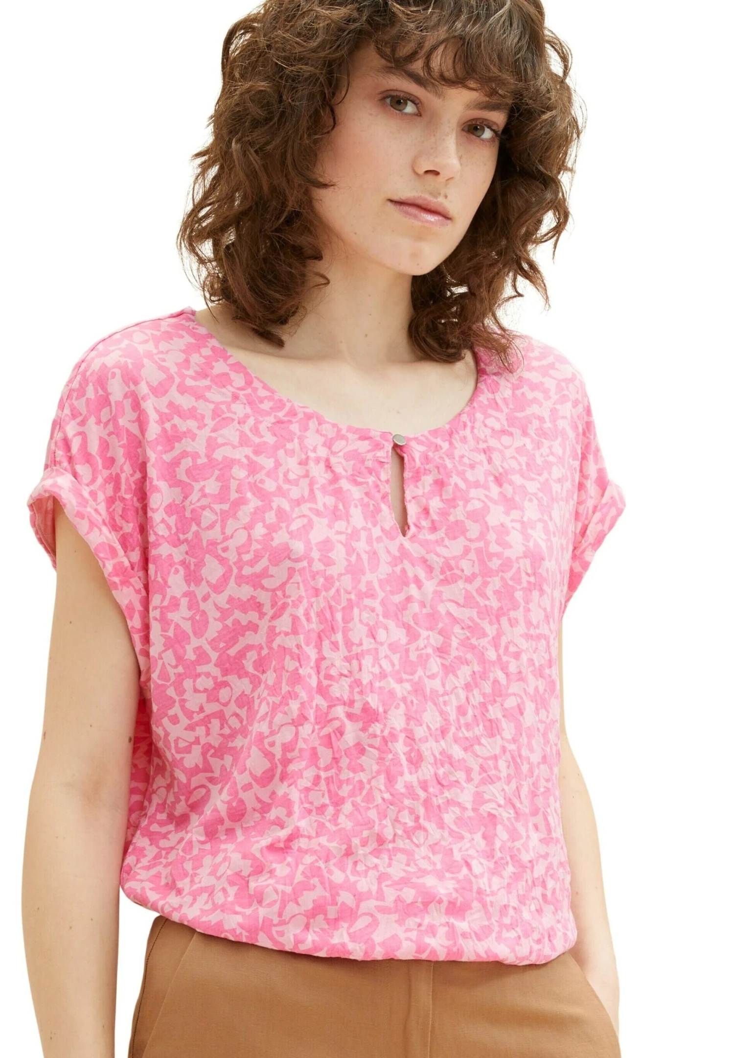 Tom Tailor Mit Raffung - Blouse - Pink Geo Design 4 Tom Tailor Mit Raffung - Blouse - Pink Geo Design - Afbeelding 4