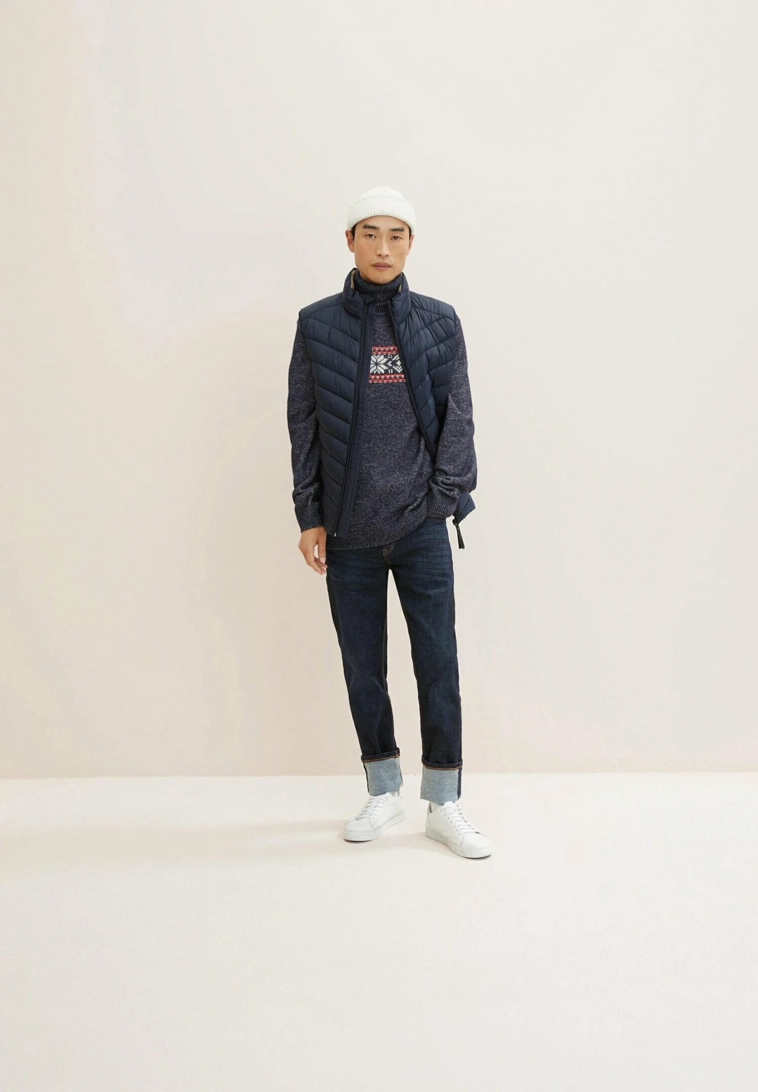 Tom Tailor Cosy Jacquard- Trui - Navy White Red Jacquard 2 Tom Tailor Cosy Jacquard- Trui - Navy White Red Jacquard - Afbeelding 2