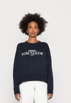 TOM TAILOR Denim Oversized Logo - Sweater - Sky Captain Blue