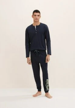 Tom Tailor Mit Logo Print Set - Pyjama - Blue Dark Solid