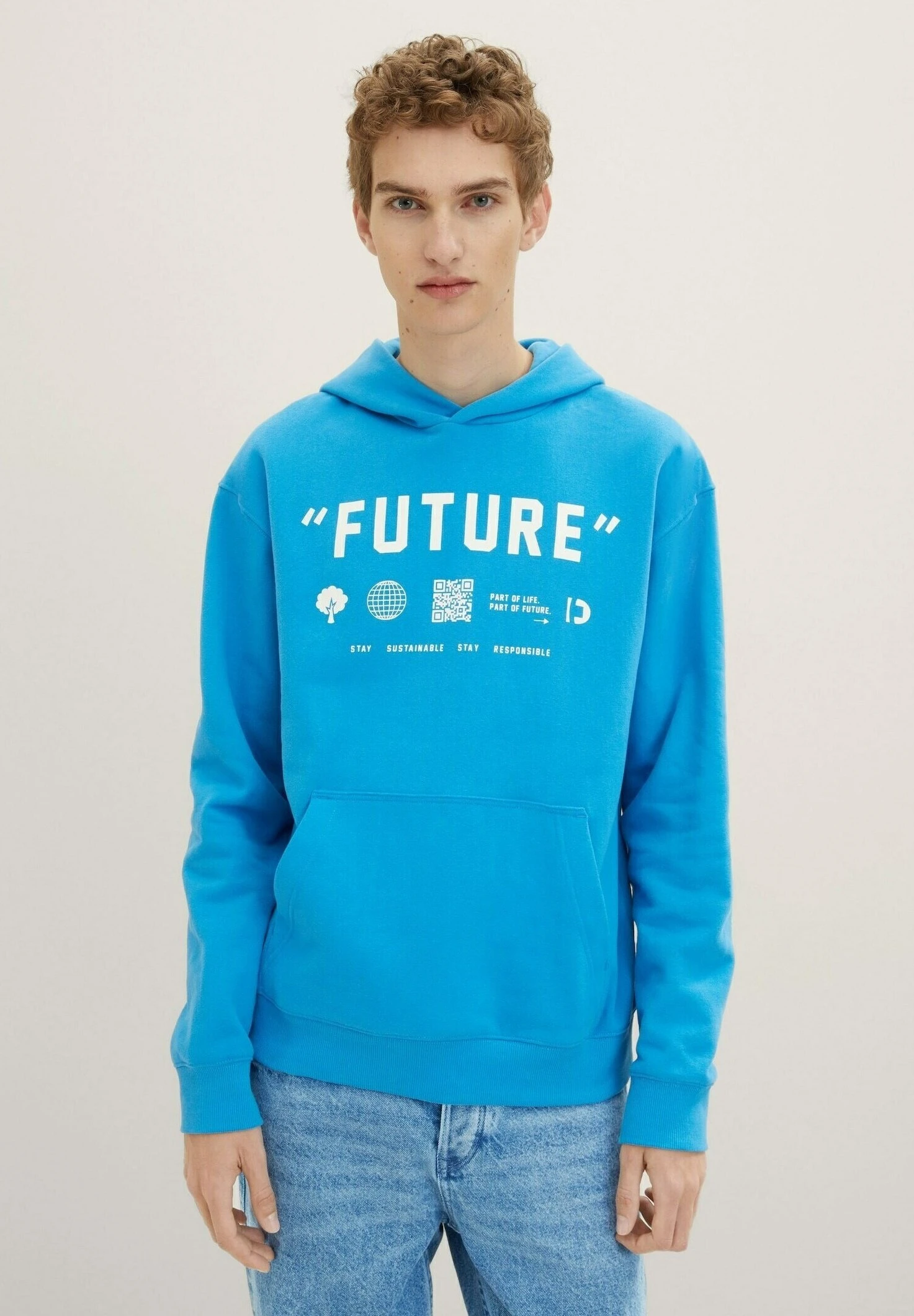 TOM TAILOR Denim Mit Textprint - Hoodie - Sublime Teal Blue 1 TOM TAILOR Denim Mit Textprint - Hoodie - Sublime Teal Blue