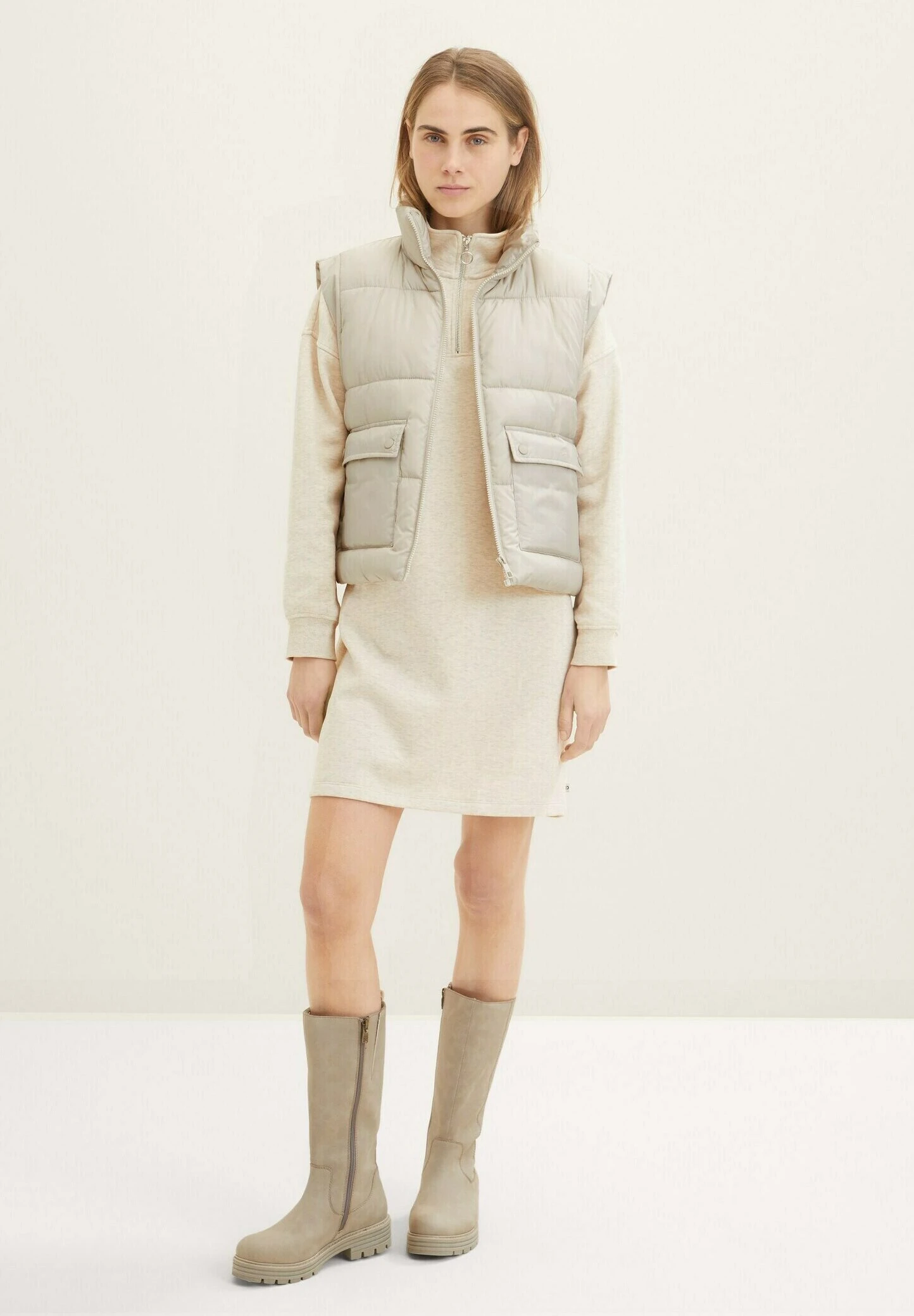 TOM TAILOR Denim Jurk - Creme Beige Melange 2 TOM TAILOR Denim Jurk - Creme Beige Melange - Afbeelding 2