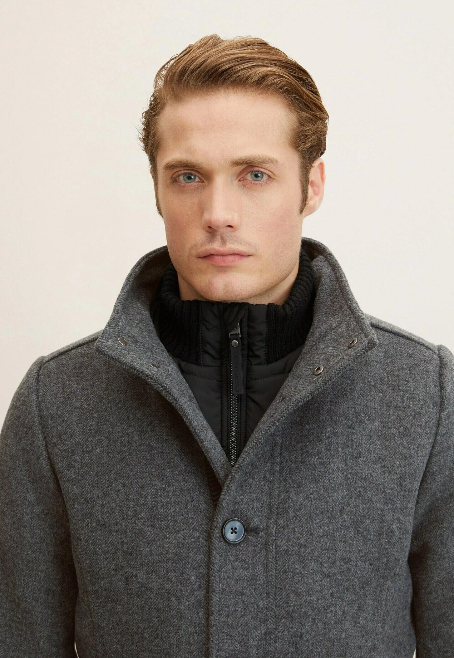 Tom Tailor 2 In 1 - Mantel - Dark Grey Black Herringbone 3 Tom Tailor 2 In 1 - Mantel - Dark Grey Black Herringbone - Afbeelding 3