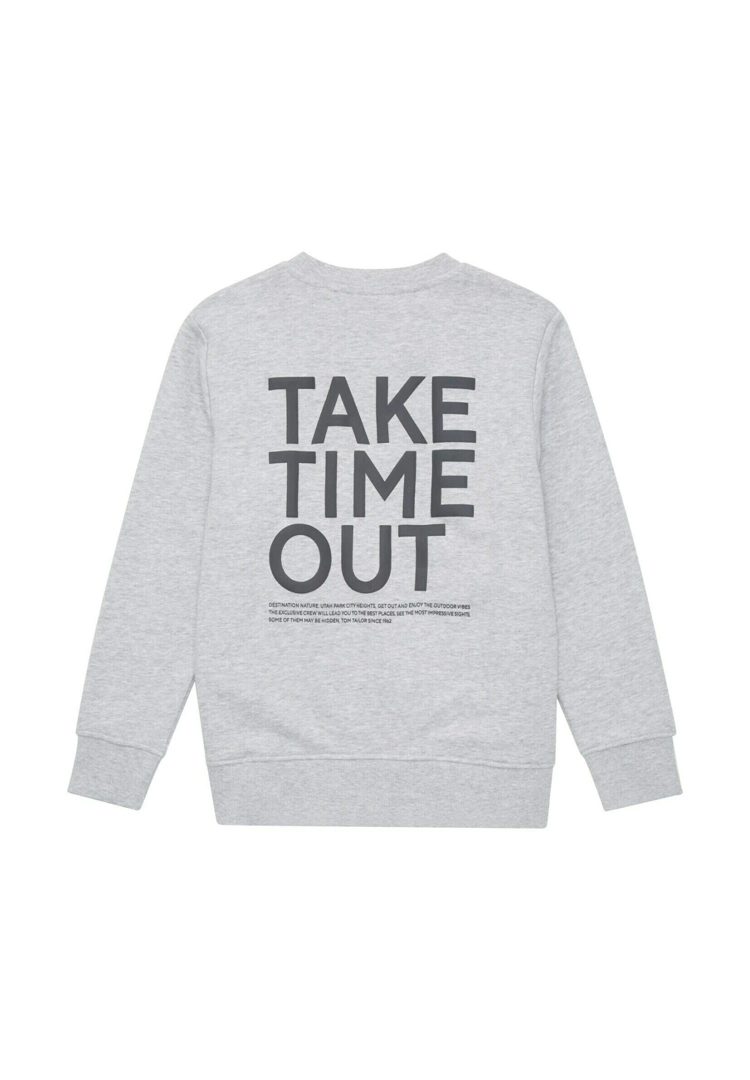 Tom Tailor Mit Textprint - Sweater - Light Stone Grey Melange 2 Tom Tailor Mit Textprint - Sweater - Light Stone Grey Melange - Afbeelding 2
