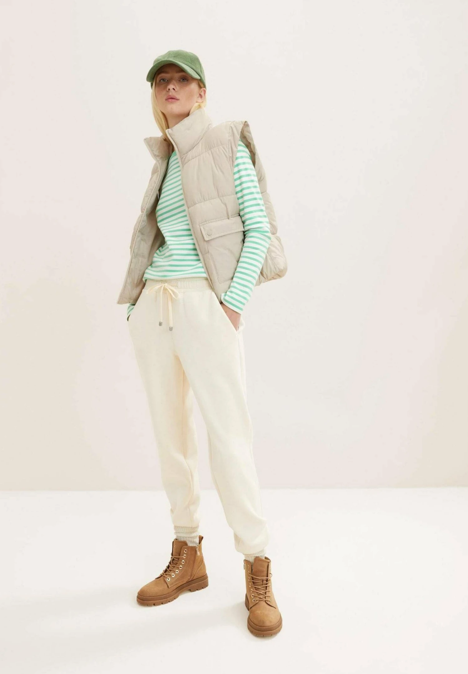 TOM TAILOR Denim Contrast Neck - Longsleeve - White Green Stripe 2 TOM TAILOR Denim Contrast Neck - Longsleeve - White Green Stripe - Afbeelding 2