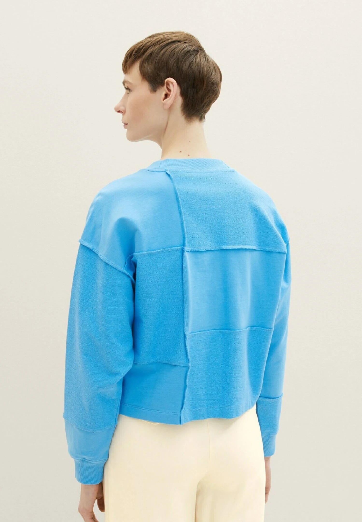 TOM TAILOR Denim Cropped Patchwork- Sweater - Rainy Sky Blue 2 TOM TAILOR Denim Cropped Patchwork- Sweater - Rainy Sky Blue - Afbeelding 2