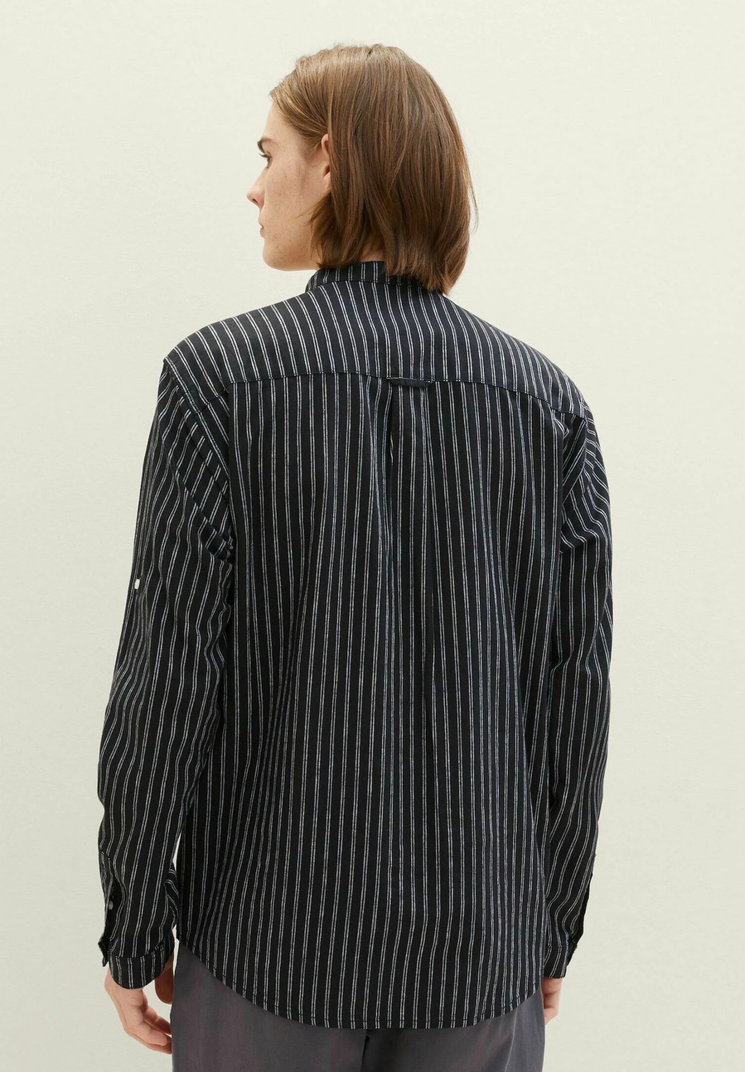 TOM TAILOR Denim Mit Stehkragen - Overhemd - Black Stripe 3 TOM TAILOR Denim Mit Stehkragen - Overhemd - Black Stripe - Afbeelding 3