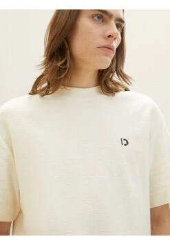 TOM TAILOR Denim Mit Struktur - T-Shirt Basic - Wool White -Tom Tailor 827a5dec19e74f458ab97897cff75af5