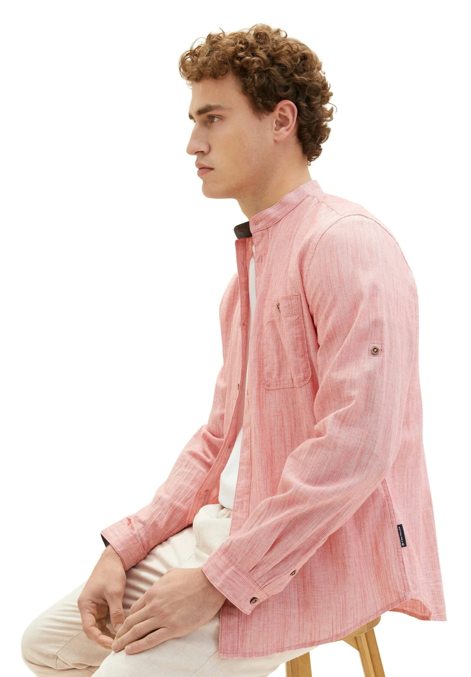 Tom Tailor Mit Struktur - Overhemd - Red Pinstripe 5 Tom Tailor Mit Struktur - Overhemd - Red Pinstripe - Afbeelding 5