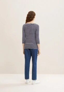 Tom Tailor Gestreiftes Mit 3/4 Arm - Longsleeve - Navy Offwhite Thin Stripe -Tom Tailor 8364f8ffa7584eb8a7e44caf625e25be