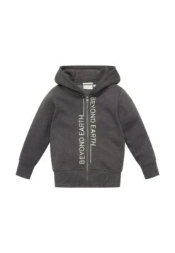 Tom Tailor Mit Textprint  - Sweater Met Rits - Dark Grey Melange