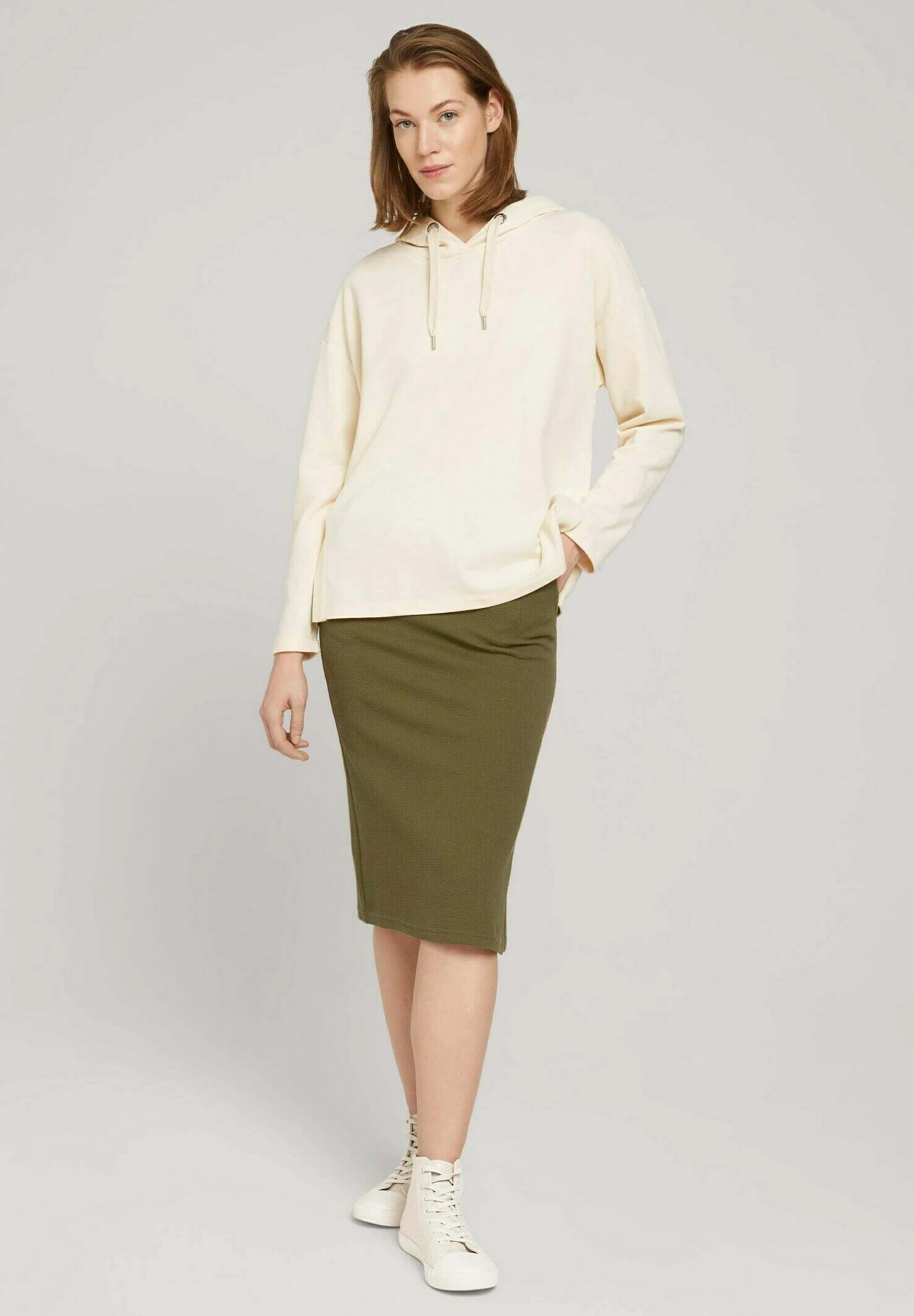 Tom Tailor Structured - Kokerrok - Strong Olive 2 Tom Tailor Structured - Kokerrok - Strong Olive - Afbeelding 2