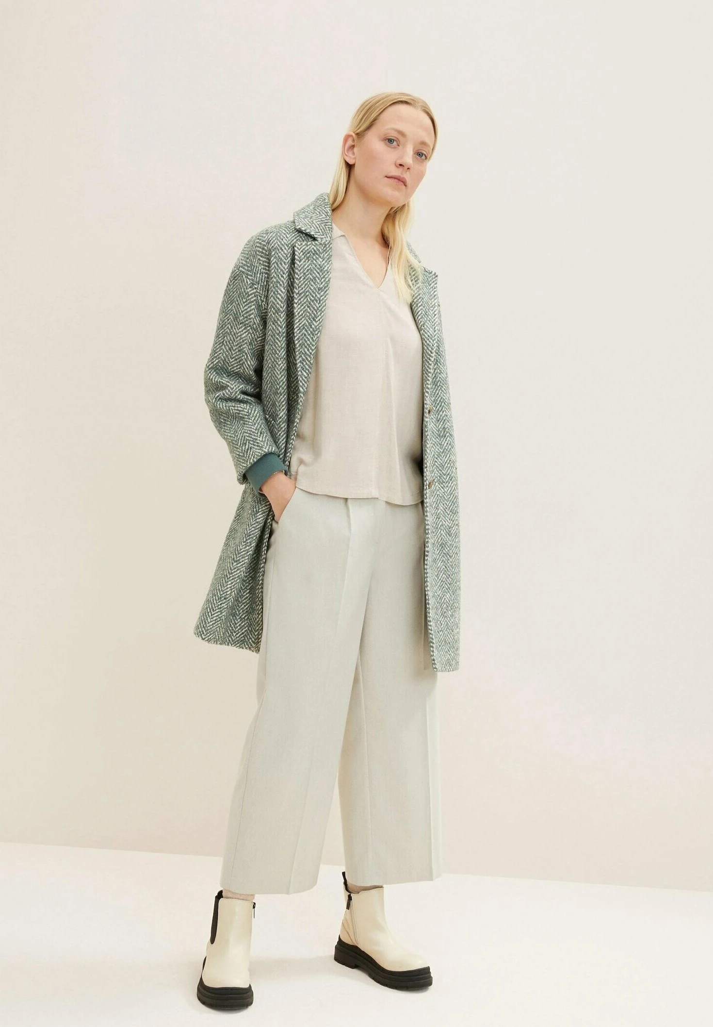 Tom Tailor In Melange Optik - Blouse - Cold Beige Melange 2 Tom Tailor In Melange Optik - Blouse - Cold Beige Melange - Afbeelding 2