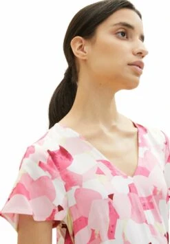 Tom Tailor Midi Mit Stoffgürtel - Jurk - Pink Shapes Design -Tom Tailor 865793a22e844aa2b0ac3dd86f333d29