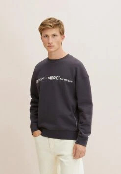 TOM TAILOR Denim Mit Logo Print - Sweater - Coal Grey