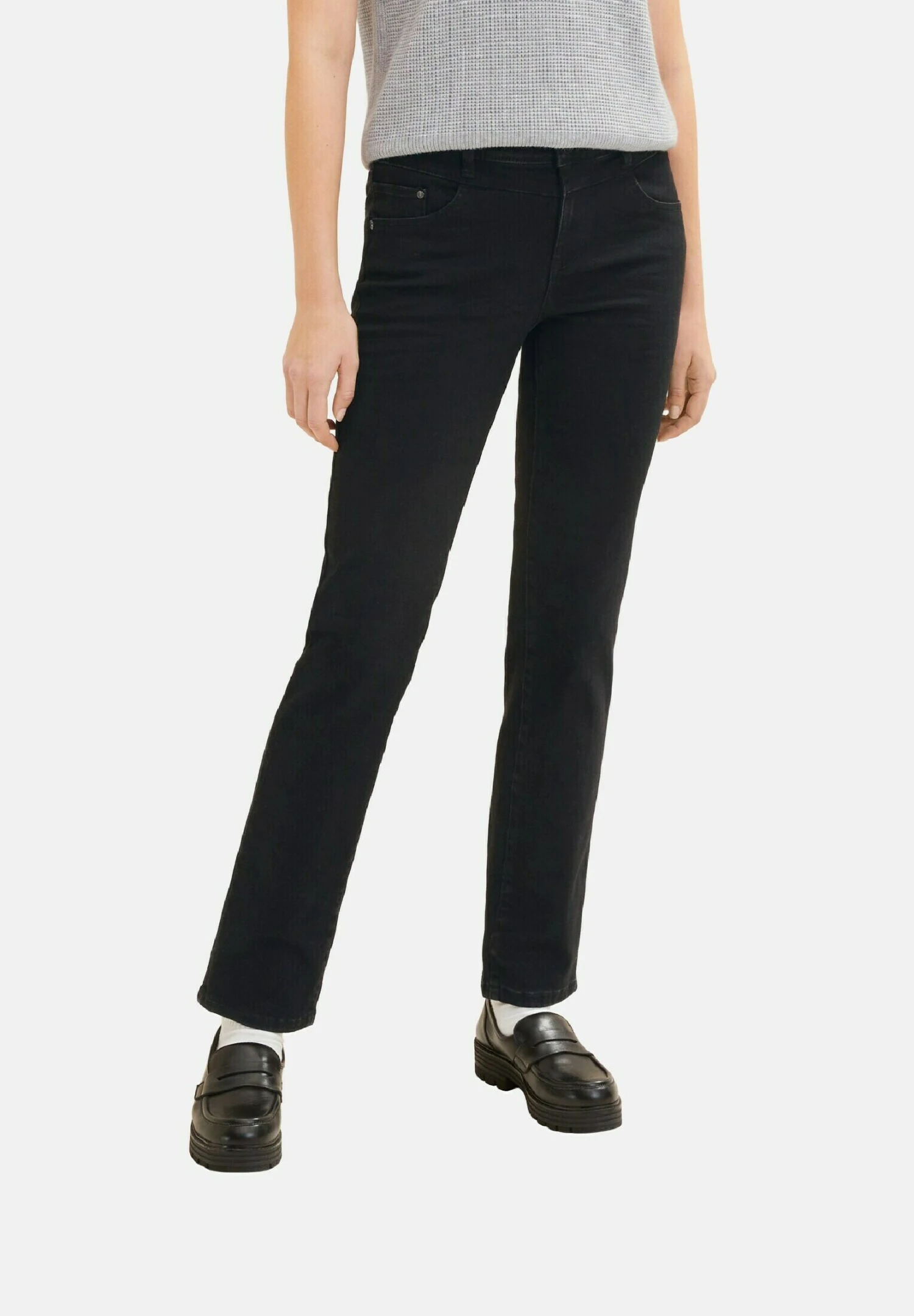 Tom Tailor Alexa- Straight Leg Jeans - Black Denim 1 Tom Tailor Alexa- Straight Leg Jeans - Black Denim