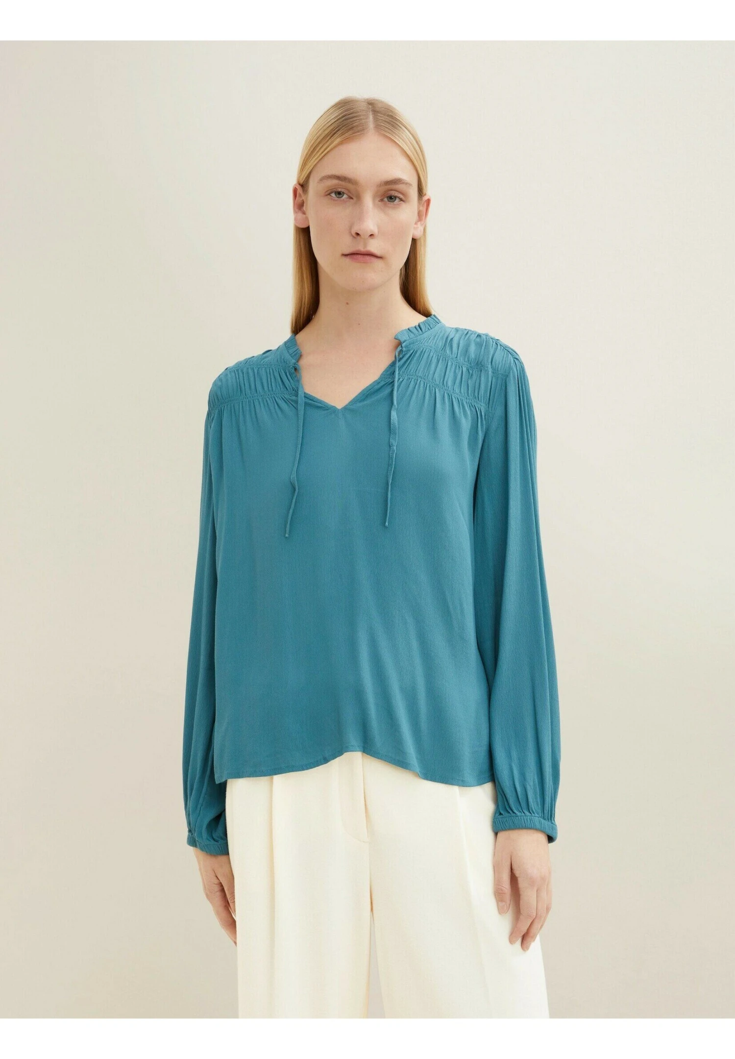 Tom Tailor Mit Raffungen - Blouse - Pastel Teal 1 Tom Tailor Mit Raffungen - Blouse - Pastel Teal