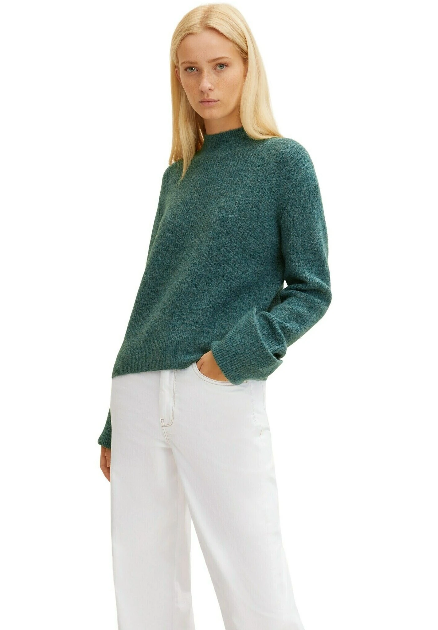 TOM TAILOR Denim Cosy Mock Neck - Trui - Green Dust Melange 14 TOM TAILOR Denim Cosy Mock Neck - Trui - Green Dust Melange - Afbeelding 14