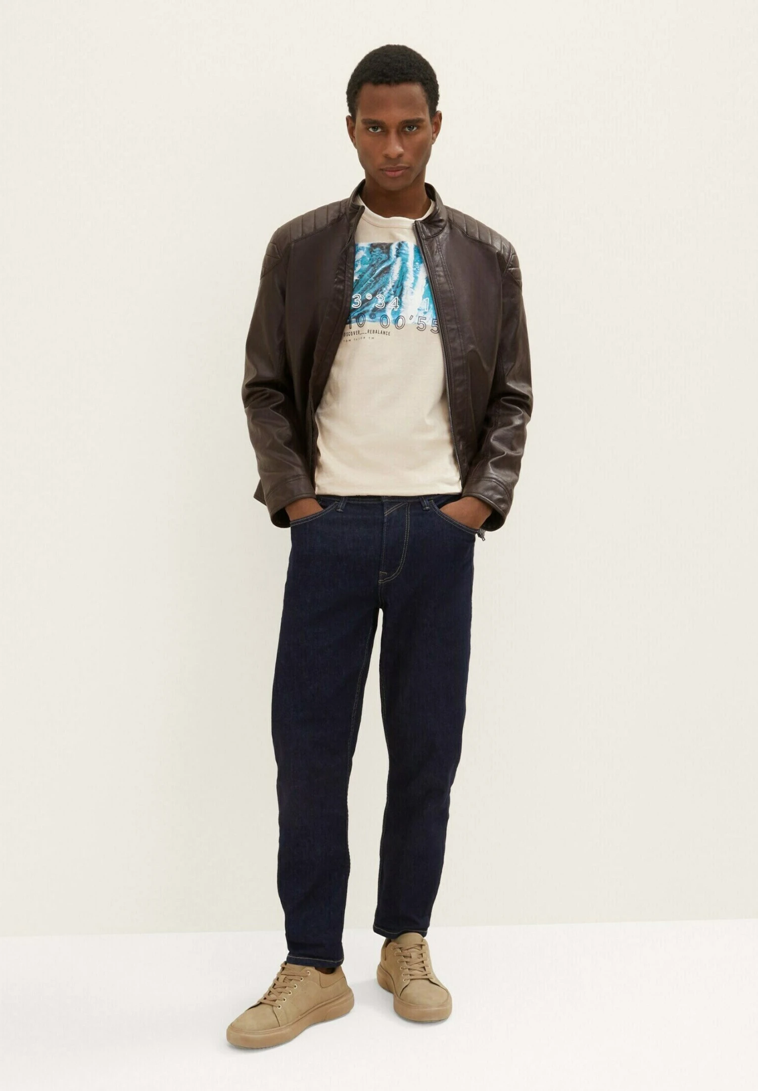 Tom Tailor Mit Print - T-Shirt Print - Caramel Beige Fine Stripe 2 Tom Tailor Mit Print - T-Shirt Print - Caramel Beige Fine Stripe - Afbeelding 2