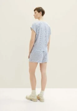 TOM TAILOR Denim Easy - Shorts - White Blue Vertical Stripe -Tom Tailor 8c867bb87136452b96162792735c8b49