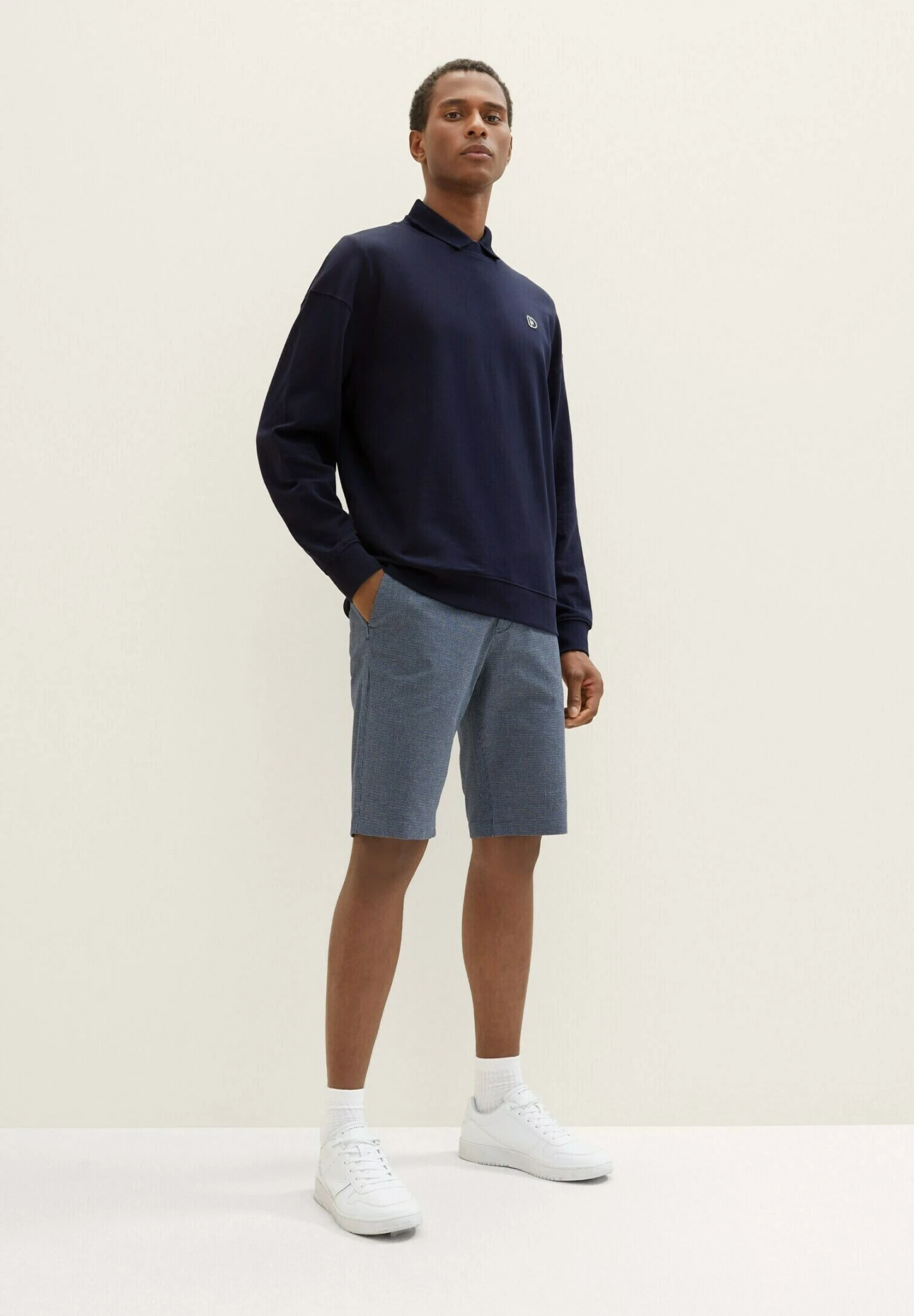 Tom Tailor Bermuda - Shorts - Navy White Yarn Dye Check 2 Tom Tailor Bermuda - Shorts - Navy White Yarn Dye Check - Afbeelding 2