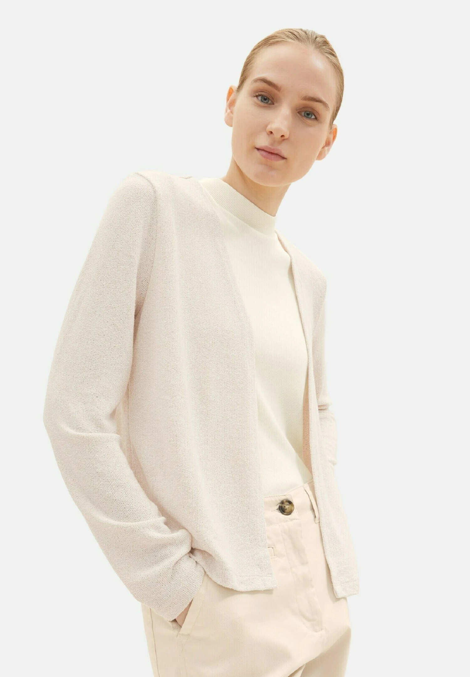 Tom Tailor Offener- Vest - Dusty Beige Melange 4 Tom Tailor Offener- Vest - Dusty Beige Melange - Afbeelding 4