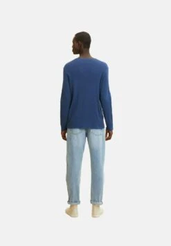 TOM TAILOR Denim Zigzag Structured Crewneck - Trui - Dark Duck Blue -Tom Tailor 9070663ae9d94389b4434b2c12a6f707
