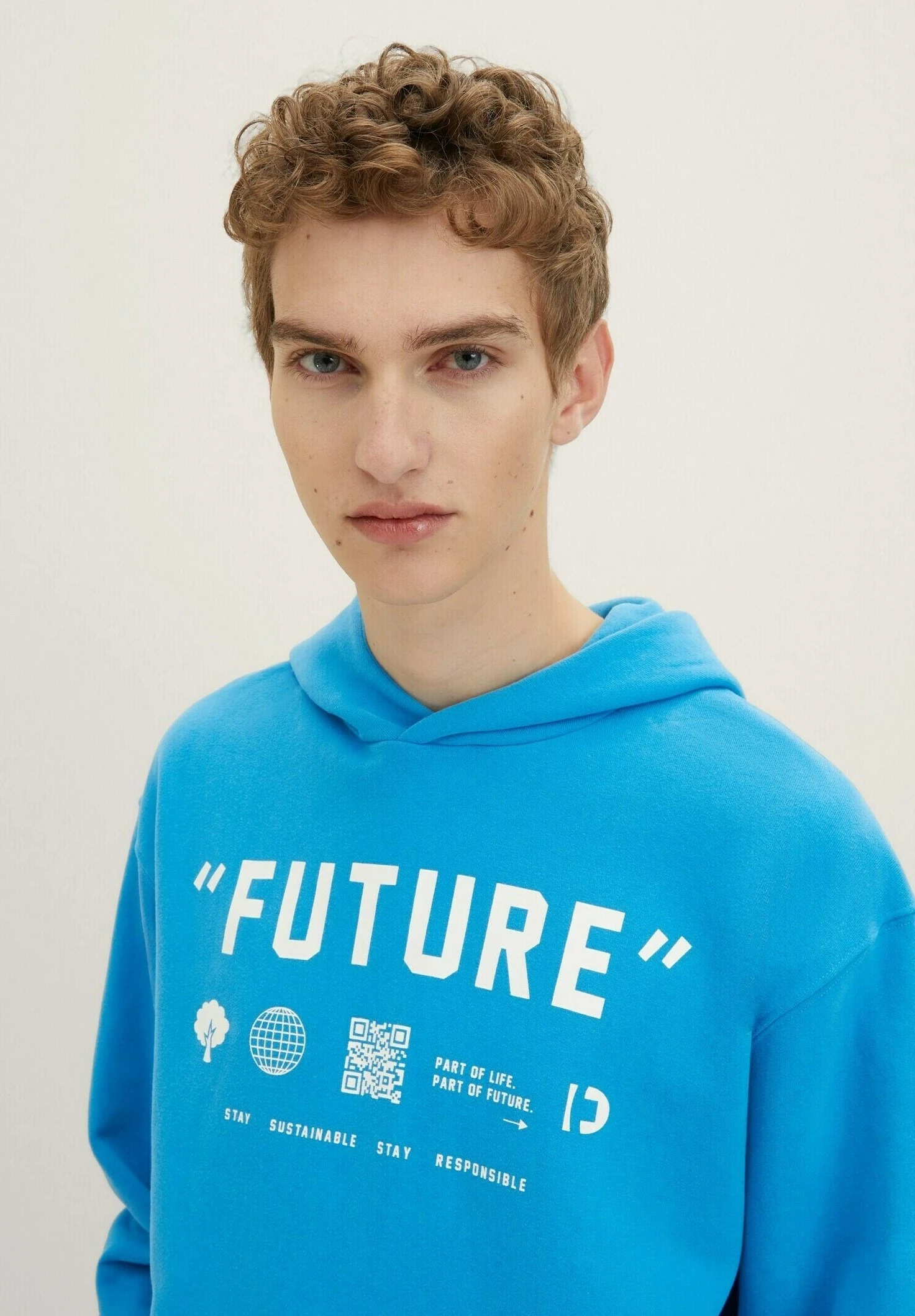 TOM TAILOR Denim Mit Textprint - Hoodie - Sublime Teal Blue 4 TOM TAILOR Denim Mit Textprint - Hoodie - Sublime Teal Blue - Afbeelding 4