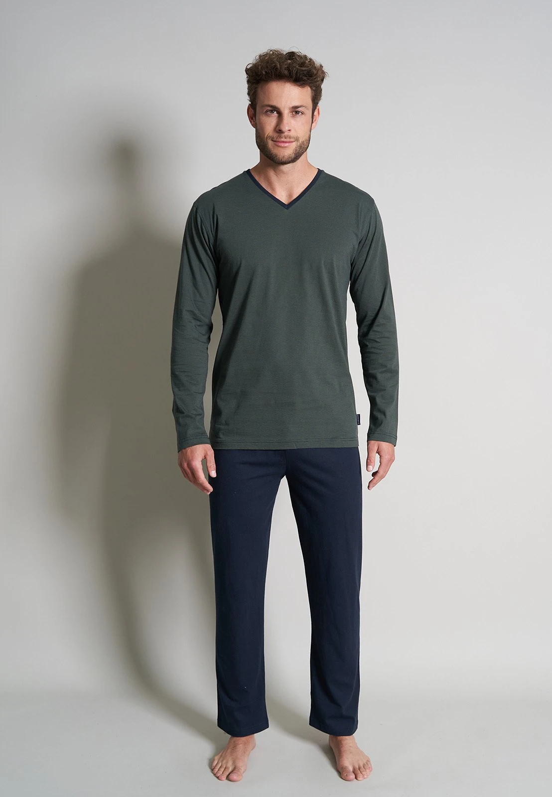 Tom Tailor V-Ausschn Set - Pyjama - Grün Dunkel Ringel 1 Tom Tailor V-Ausschn Set - Pyjama - Grün Dunkel Ringel