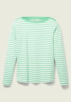 TOM TAILOR Denim Contrast Neck - Longsleeve - White Green Stripe 38 TOM TAILOR Denim Contrast Neck - Longsleeve - White Green Stripe -Tom Tailor 9274ea239055416e91b381823bc79296