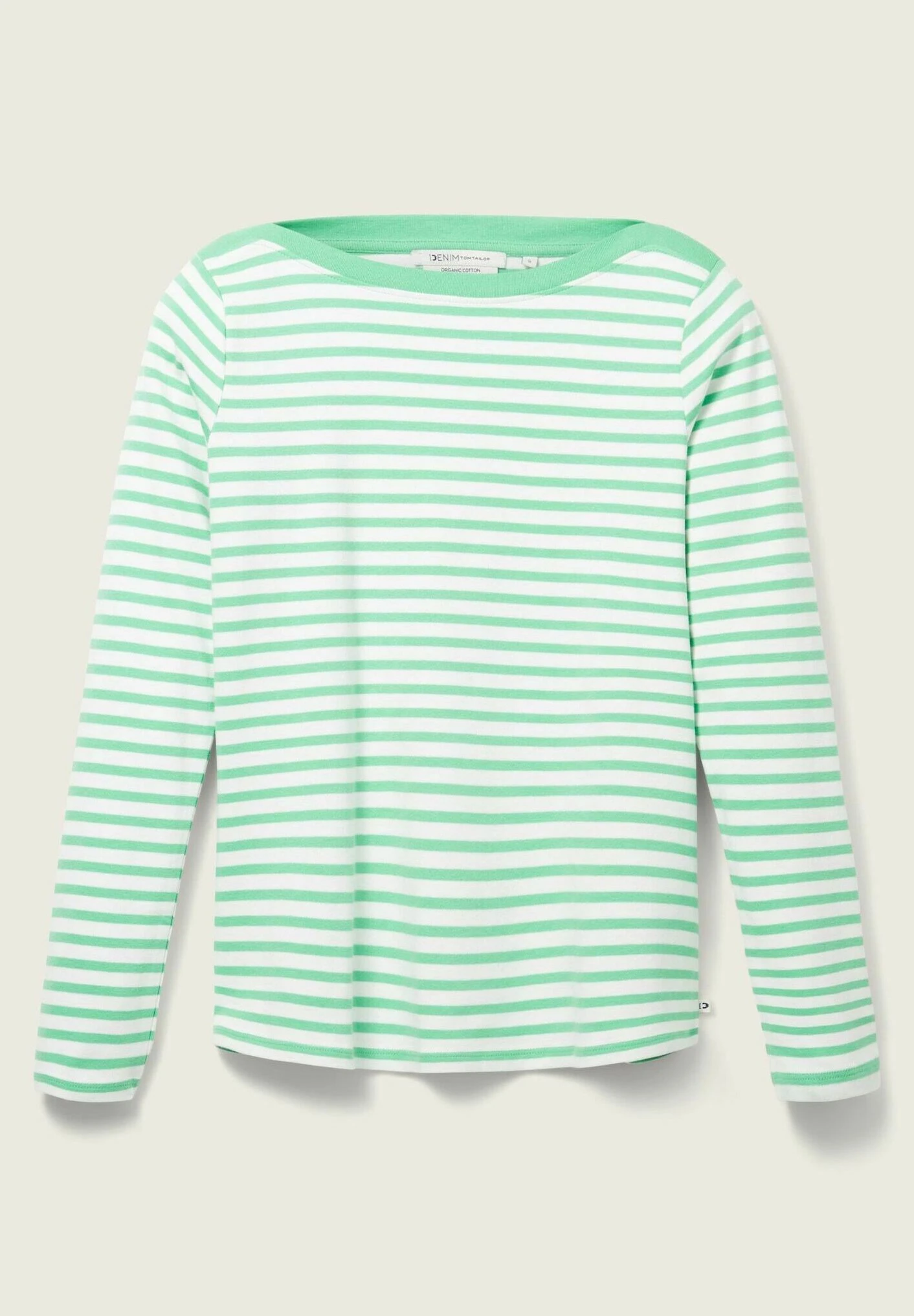 TOM TAILOR Denim Contrast Neck - Longsleeve - White Green Stripe 19 TOM TAILOR Denim Contrast Neck - Longsleeve - White Green Stripe - Afbeelding 19