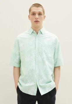 TOM TAILOR Denim Mit Allover Print - Overhemd - Green Leaf Lines Print