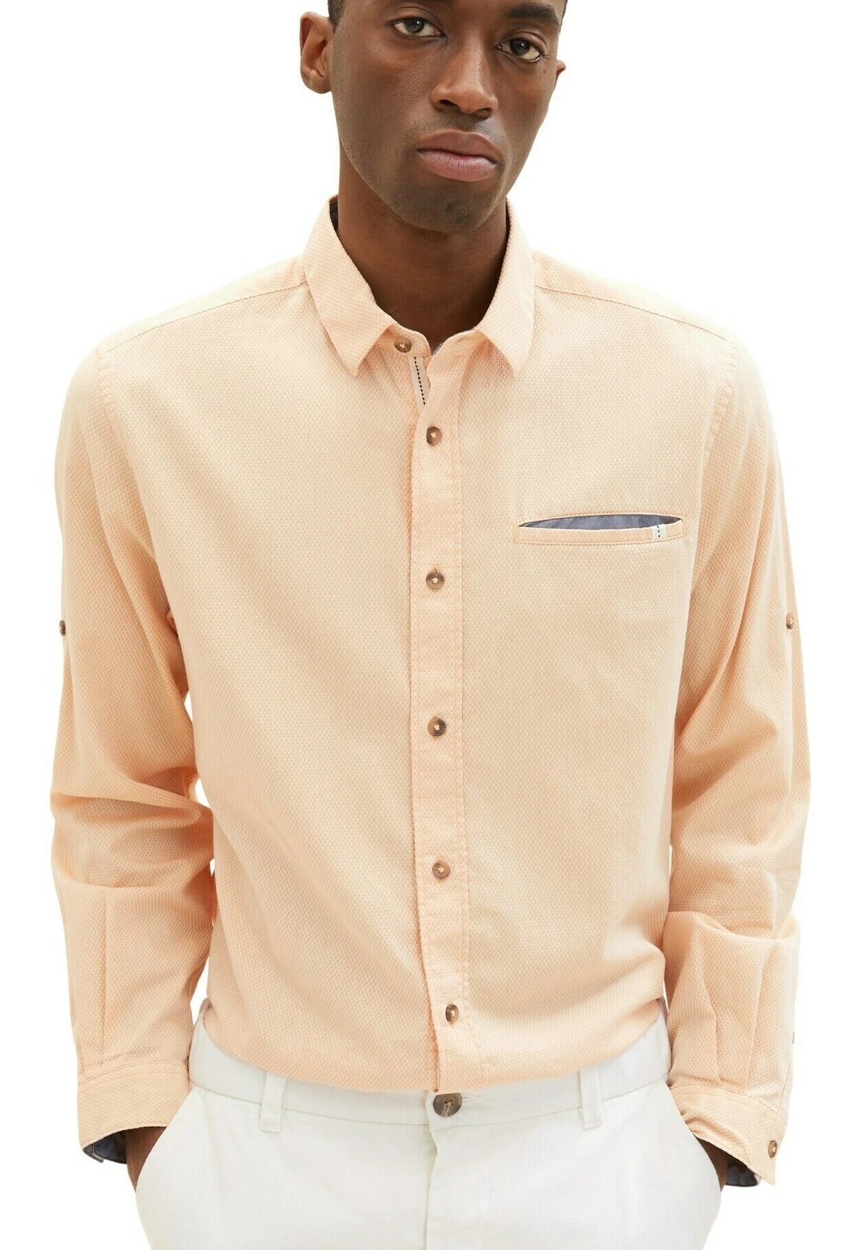 Tom Tailor Mit Struktur - Overhemd - Orange White Squared Structure 9 Tom Tailor Mit Struktur - Overhemd - Orange White Squared Structure - Afbeelding 9