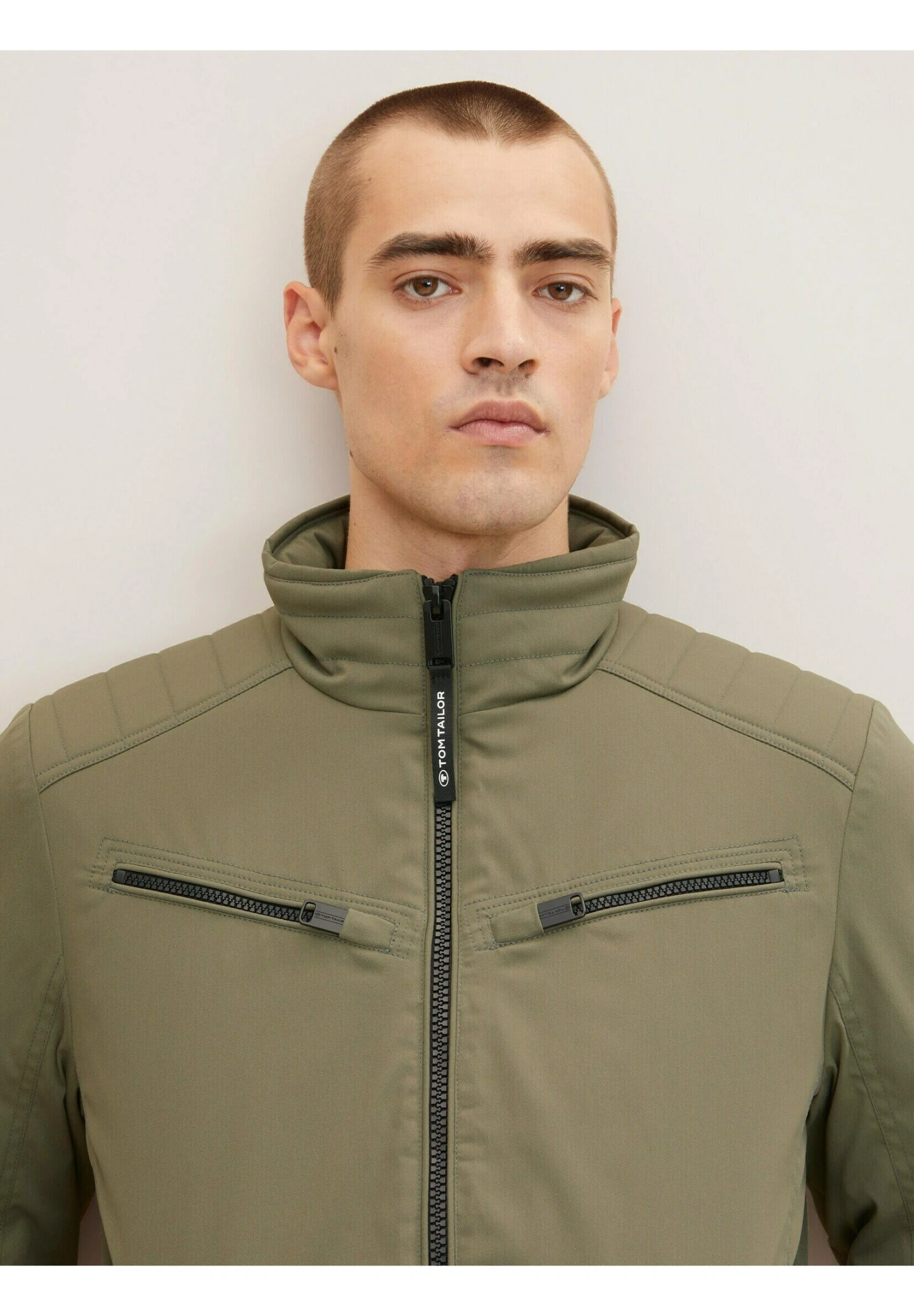 Tom Tailor Quilted Biker - Jas - Dusty Olive Green 4 Tom Tailor Quilted Biker - Jas - Dusty Olive Green - Afbeelding 4